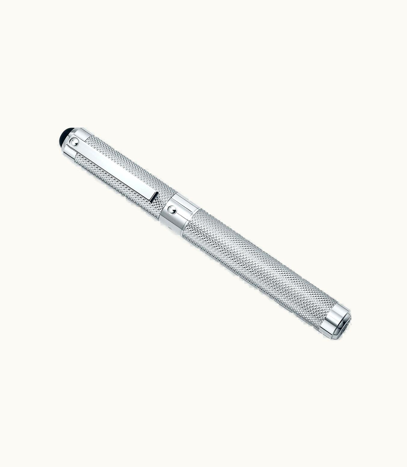 Tiffany & Co Diamond Point Fountain Pen In Sterling Silver With A Black Onyx Cabochon
