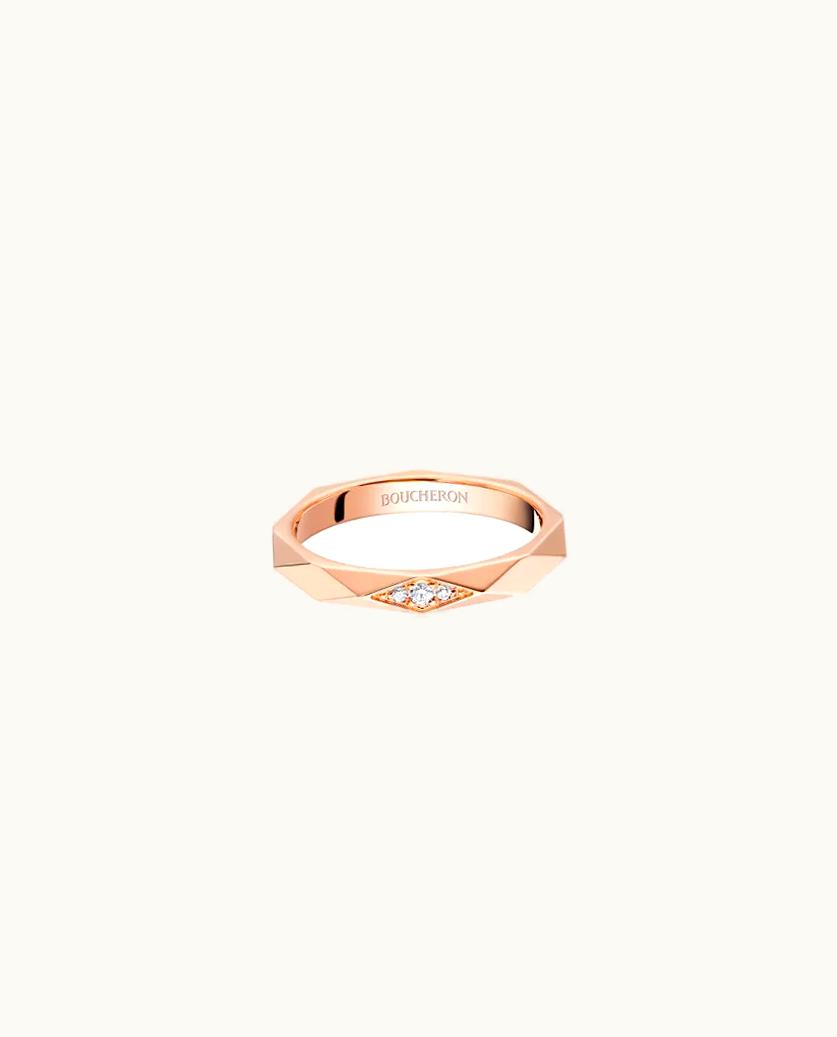 Boucheron Boucheron Facette Pink Gold Wedding Band Platinum Bridal