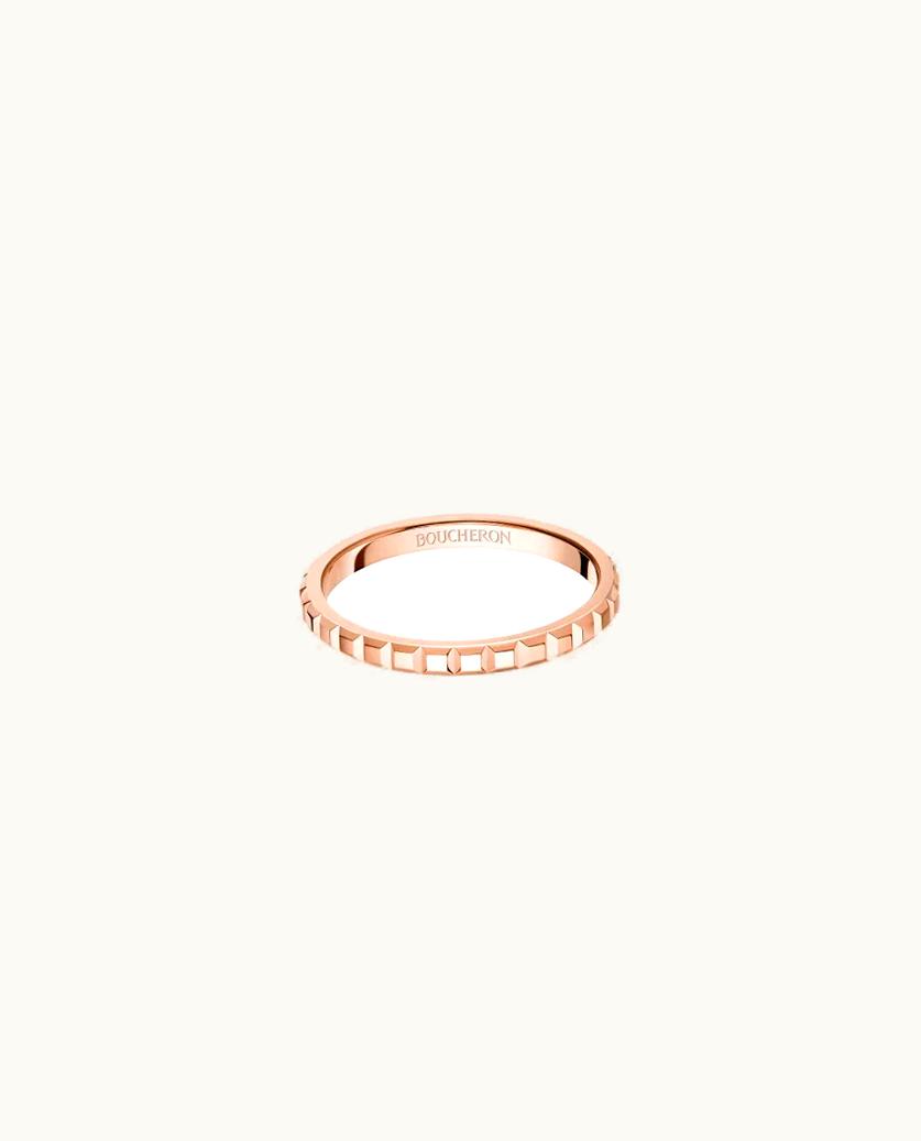 Boucheron Boucheron Clou De Paris Mini Wedding Band Ring Pink Gold Bridal