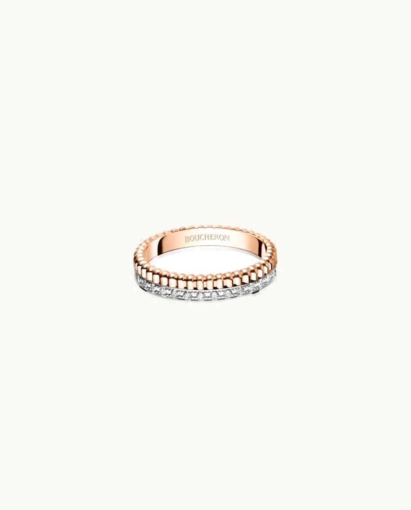 Boucheron Boucheron Quatre Radiant Edition Pink Gold Diamond Grosgrain Wedding Band