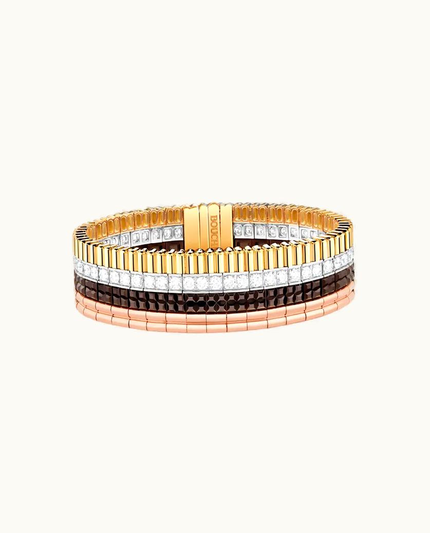 Boucheron Boucheron Quatre Classique Yellow Gold, White Gold And Pink Gold Articulated Bracelet