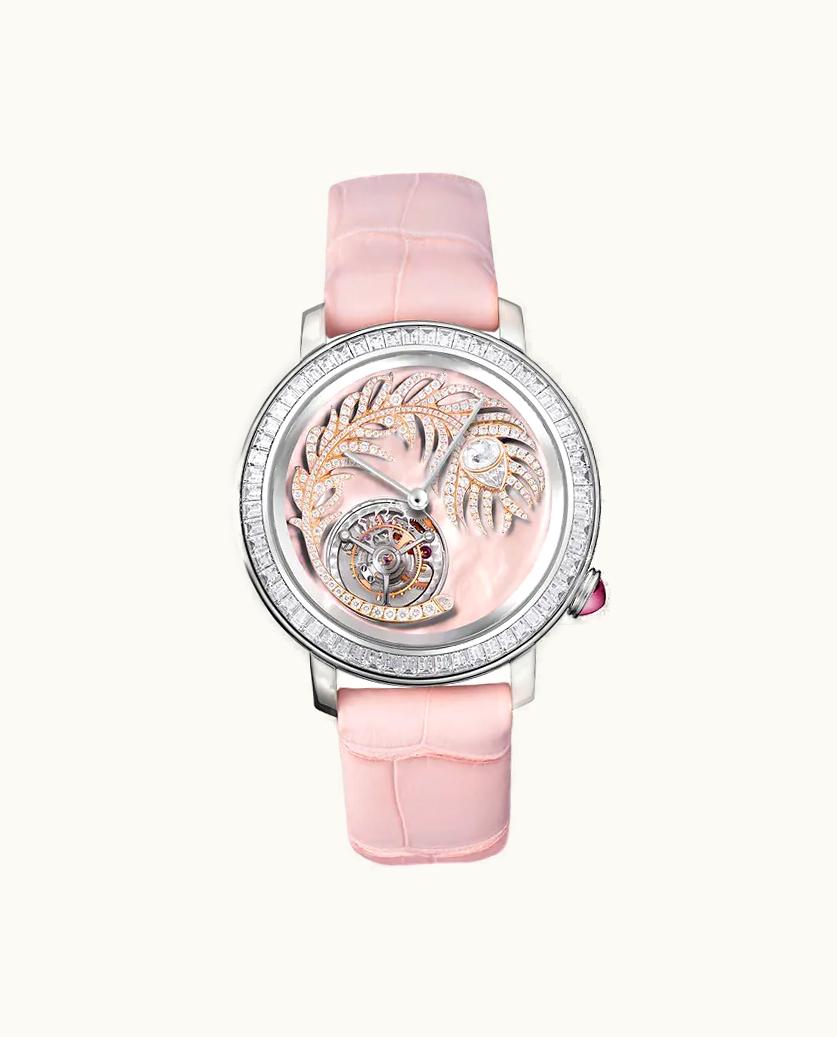 Boucheron Boucheron Epure Tourbillon Plume De Paon Pink Leather Strap Watches
