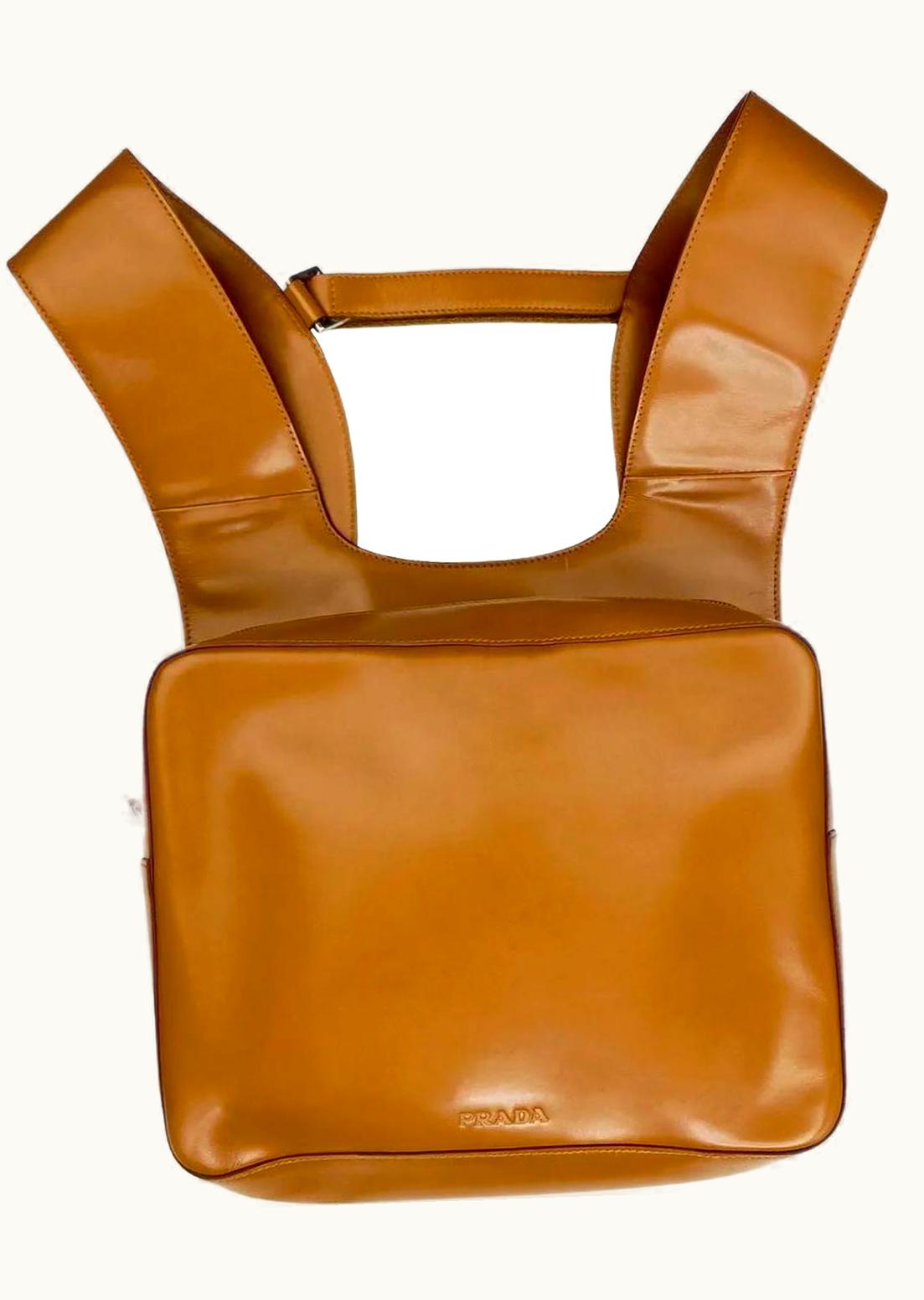 Prada Prada Caramel Leather Embossed Chest Rig Backpack S/S 1999