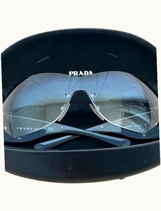 Prada Prada Chrome Wave Visor Tinted Sunglasses Gold S/S 2004