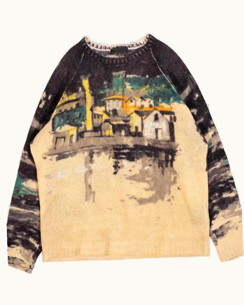 Prada Prada Brushed Wool Shetland Village Knit Jumper A/W 2017