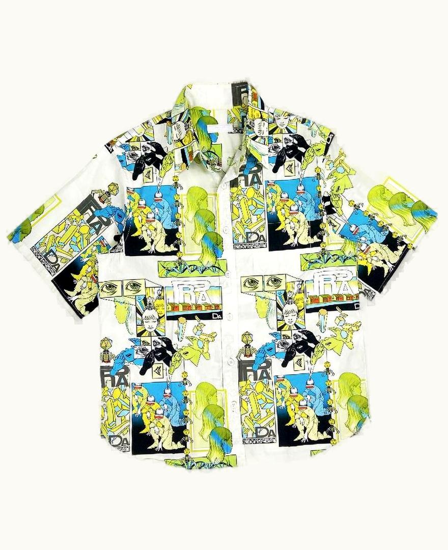 Prada Prada Camp Collar Button Up Comic Shirt S/S 2018