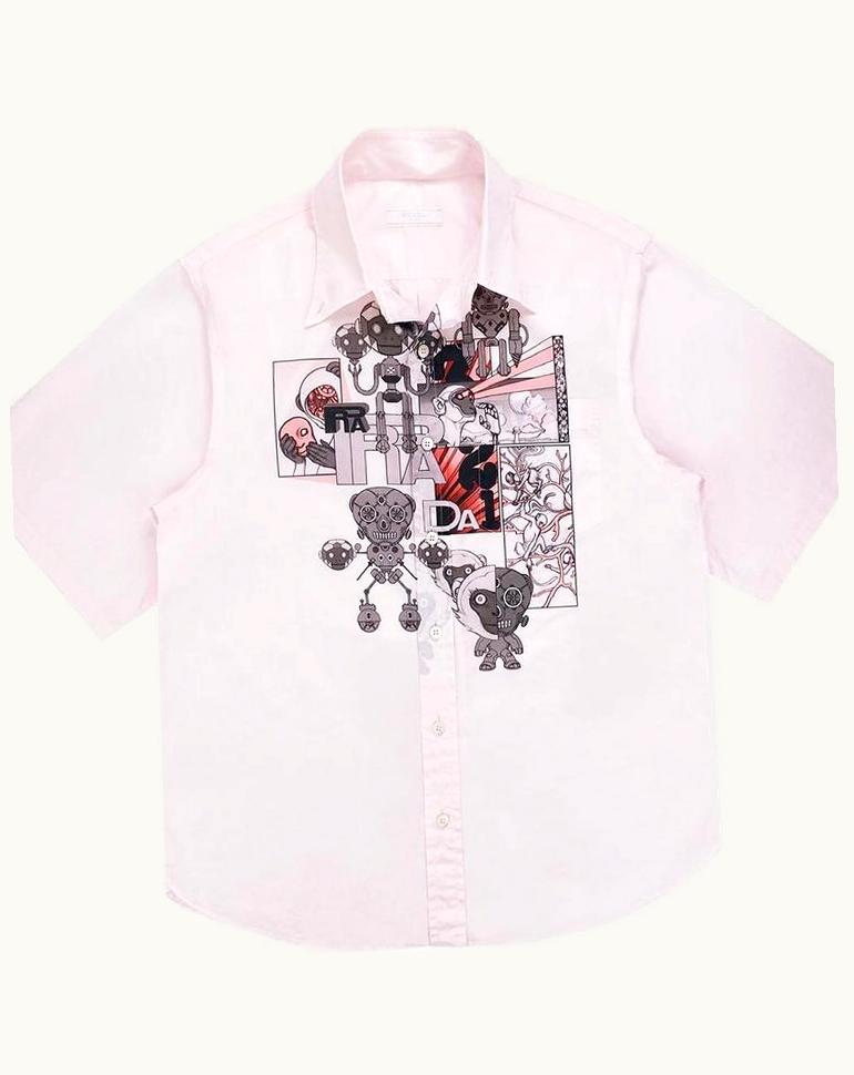 Prada James Jean “laser Monkey” Graphic Camp-Collar Shirt S/S 2018