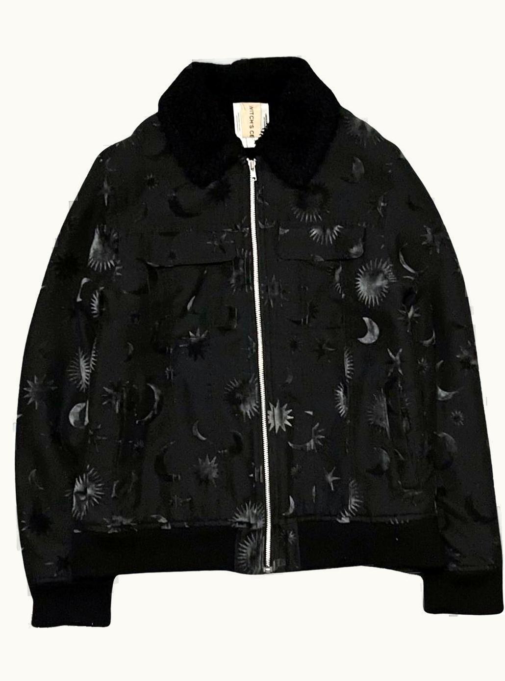 UNDERCOVER Undercover “witch’s Cell Division” Celestial (moon, Stars, Sun) Boa Lined Trucker Bomber Jacket A/W 2002