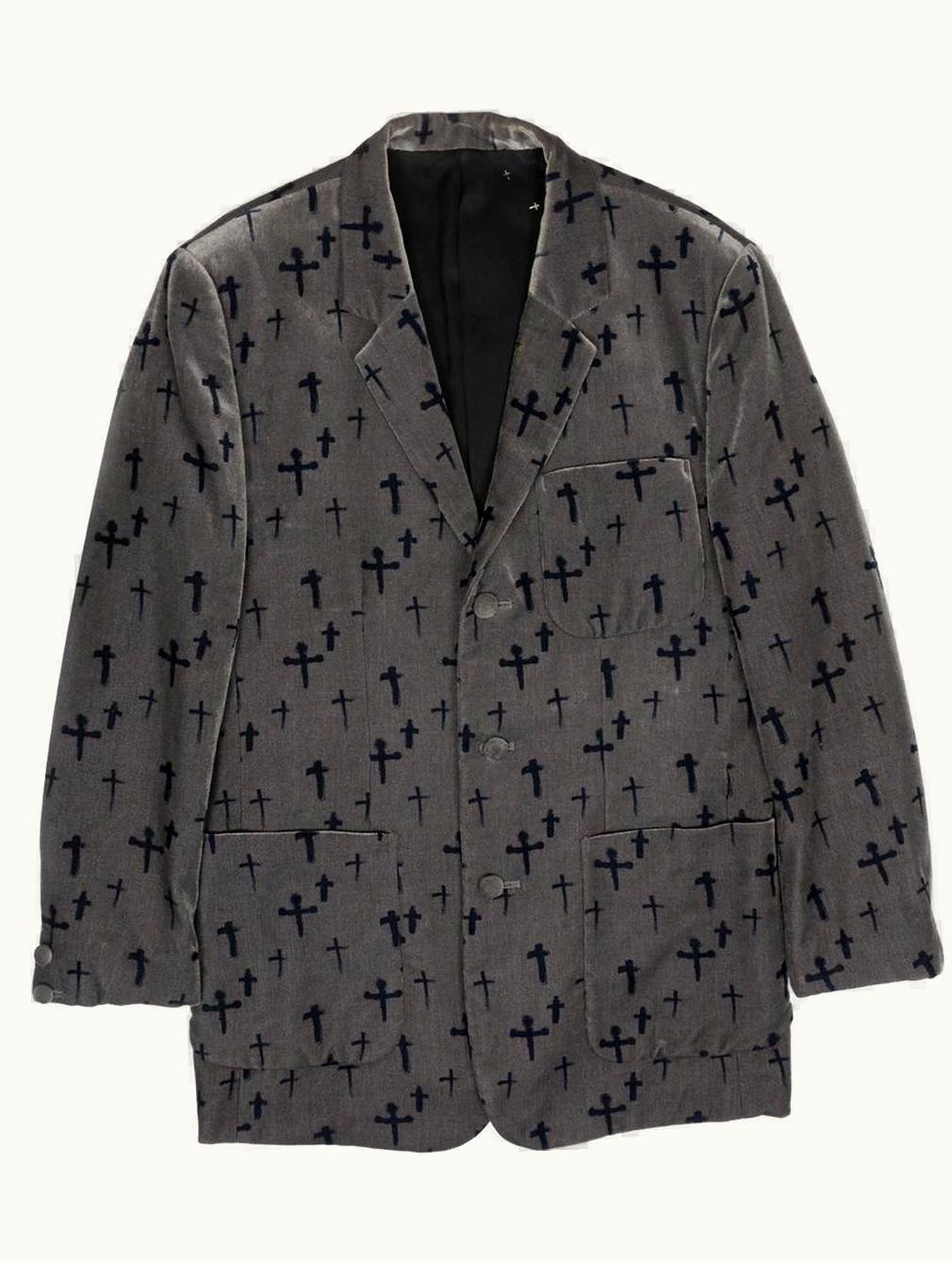 UNDERCOVER Undercover “witchs Cell Division” Velvet Cross Print Blazer A/W 2002
