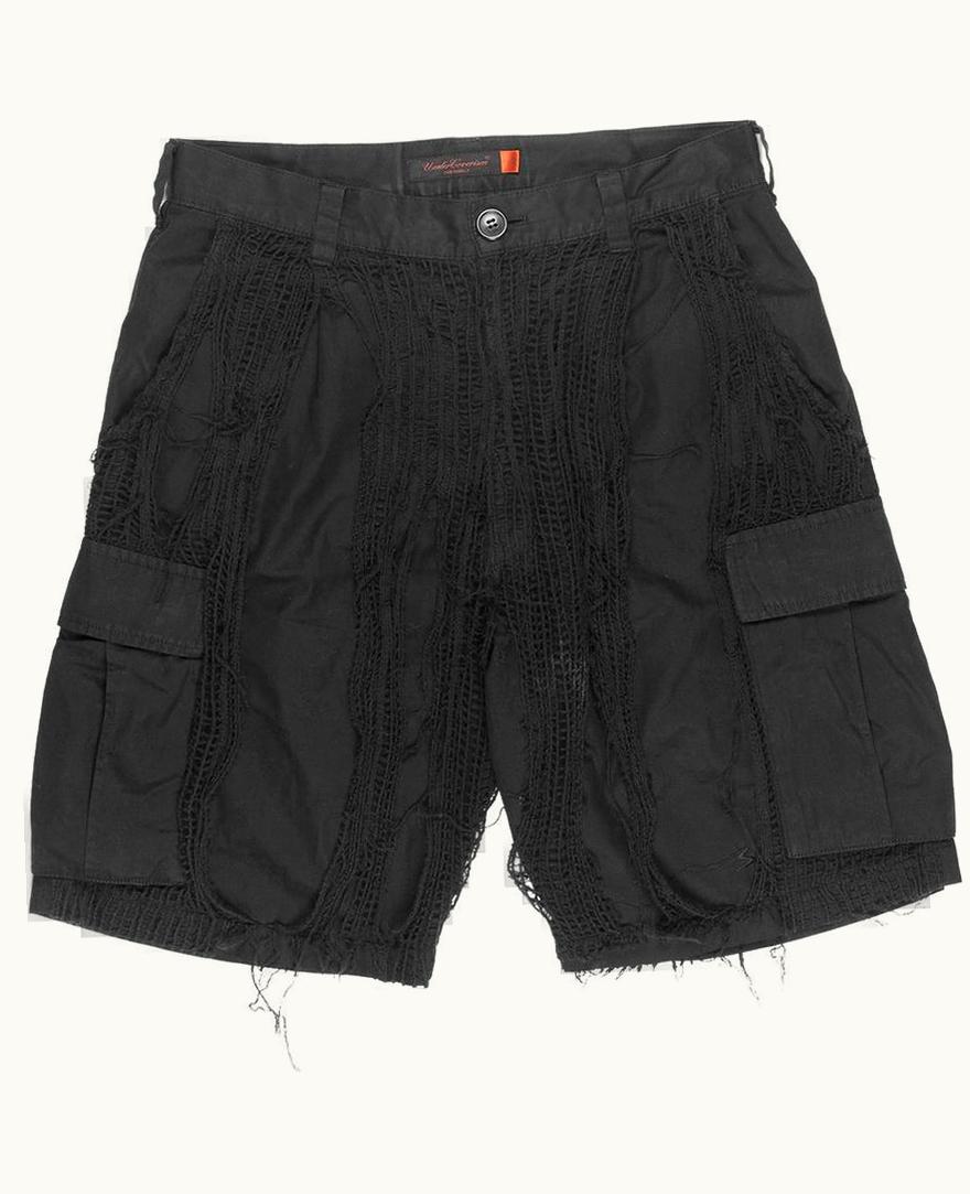 UNDERCOVER Undercover “t” Black Netted Cargo Shorts S/S 2006