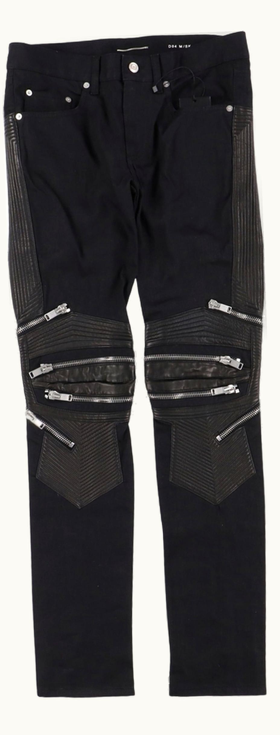 Saint Laurent Saint Laurent Leather And Denim Multi-Zip Biker Jeans A/W 2014