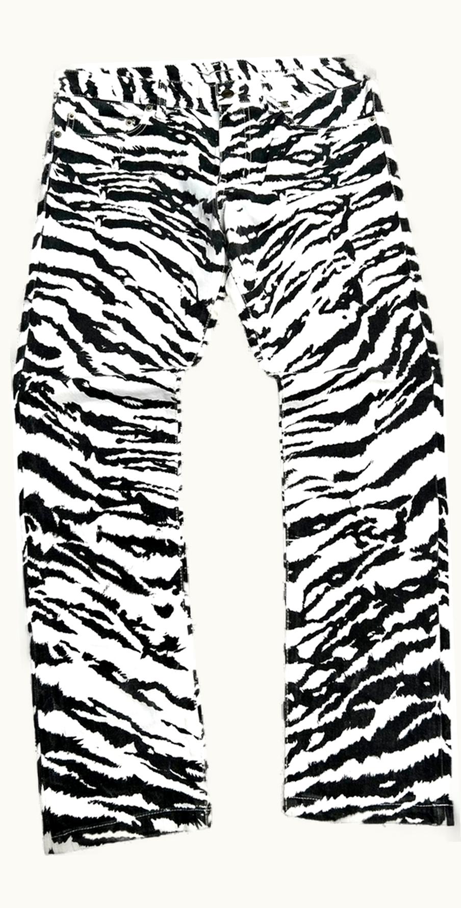 Saint Laurent Saint Laurent D02 Zebra Print Denim Jeans S/S 2014