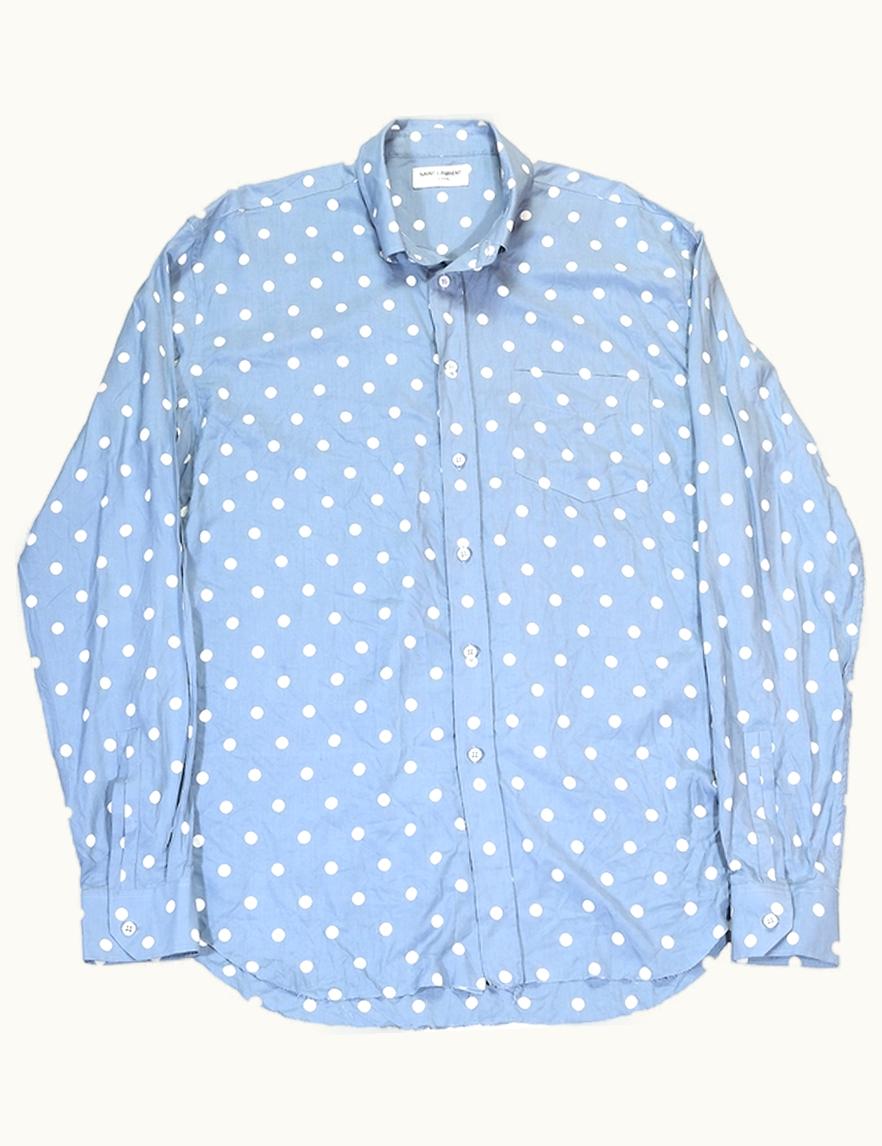 Saint Laurent Saint Laurent Baby Blue Polka Dot Shirt S/S 2016