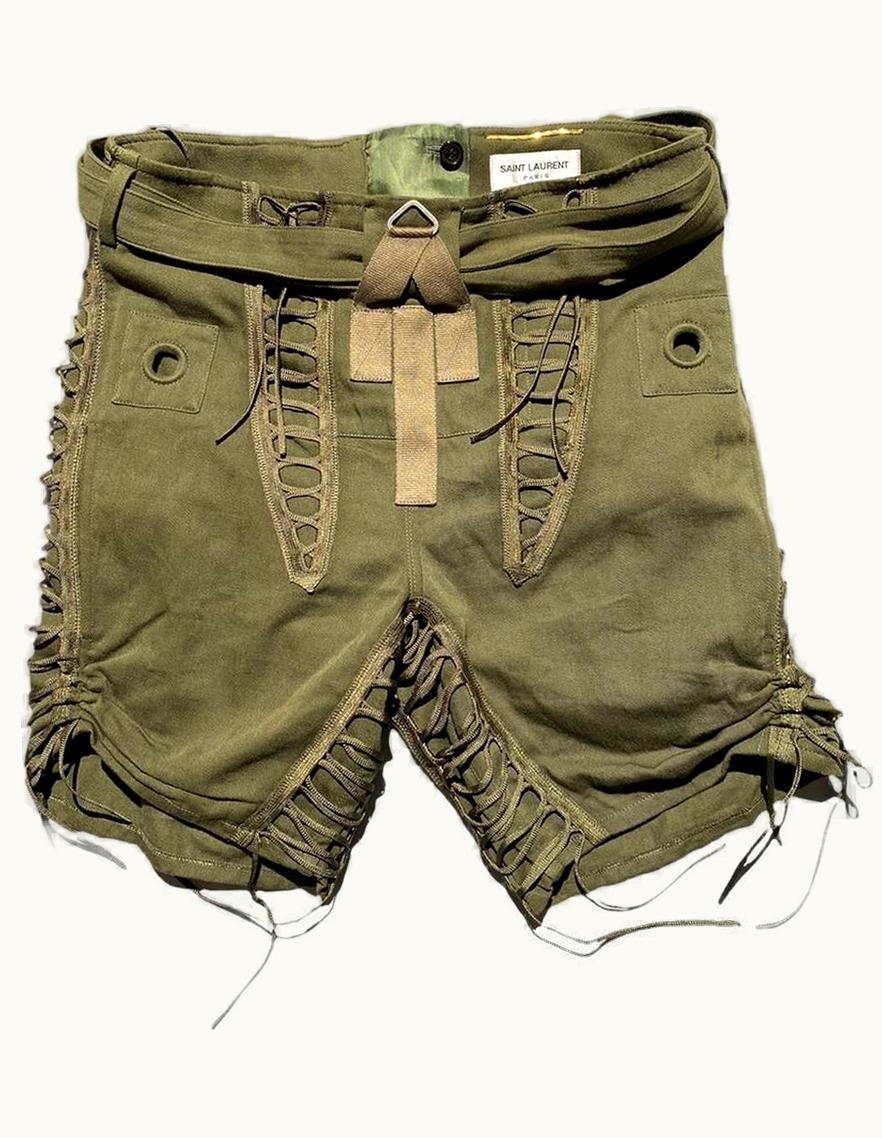 Saint Laurent Saint Laurent Aviator Bondage Lace Gabardine Shorts S/S 2018