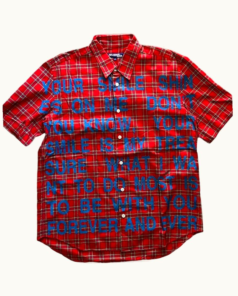 Junya Watanabe Junya Watanabe Your Smile Shines Poem Plaid Shirt S/S 2002