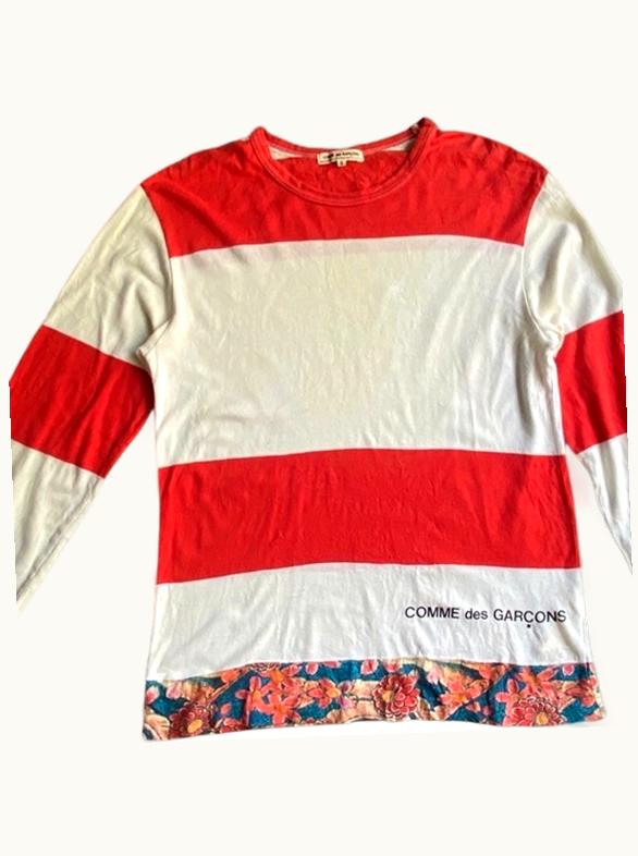 Comme Des Garçons Comme Des Garçons Floral Trim Stripe Long Sleeve S/S 2008