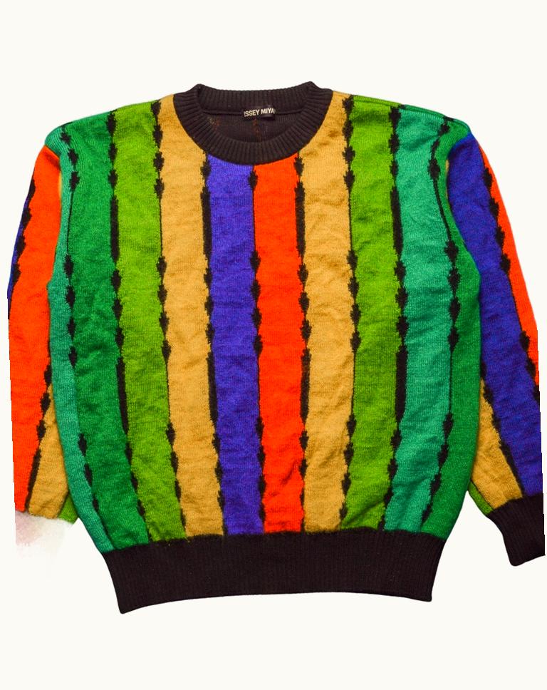 Issey Miyake Issey Miyake Multi Colour Vertical Striped Knit Jumper A/W 1992