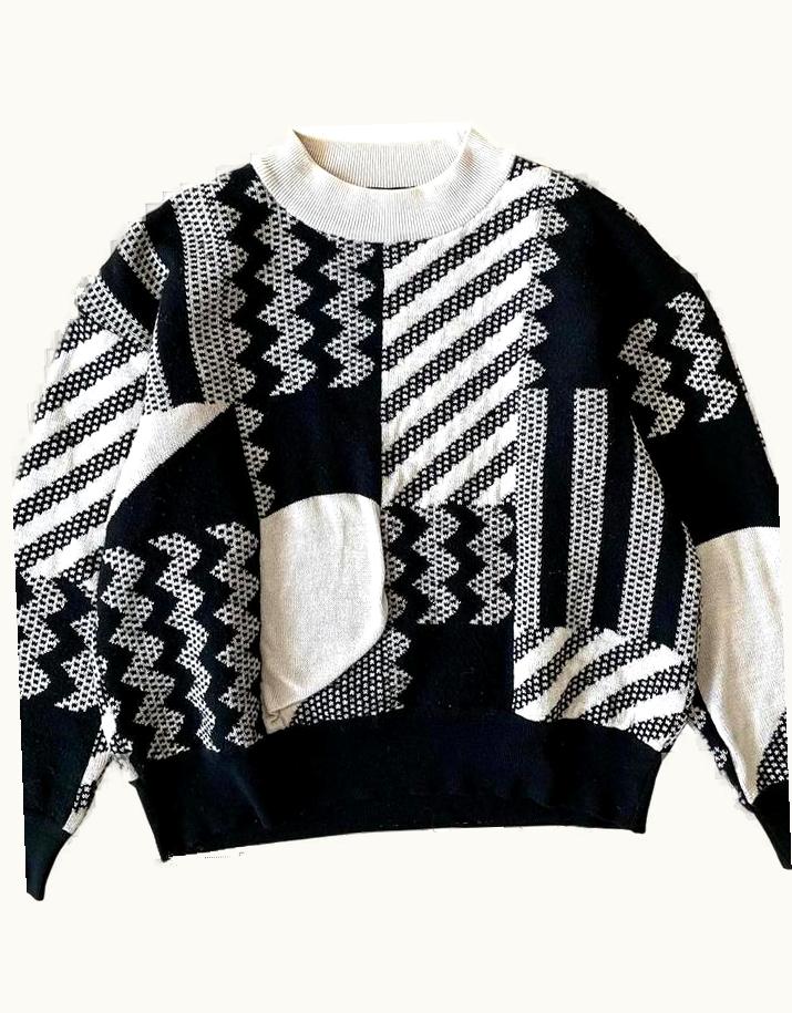 Issey Miyake Issey Miyake Geometric Contrast Knit Sweater A/W 1993
