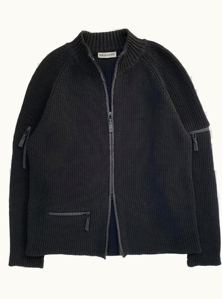 Issey Miyake Issey Miyake Multi Zipped Nylon Cable Knit Sweater A/W 2000