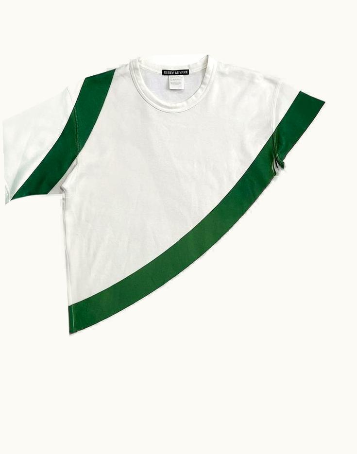 Issey Miyake Issey Miyake Mainline Menswear Green Striped T-Shirt S/S 2016