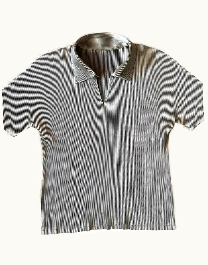 Issey Miyake Issey Miyake Pleats Please Silver Seamless Polo Top S/S 2017