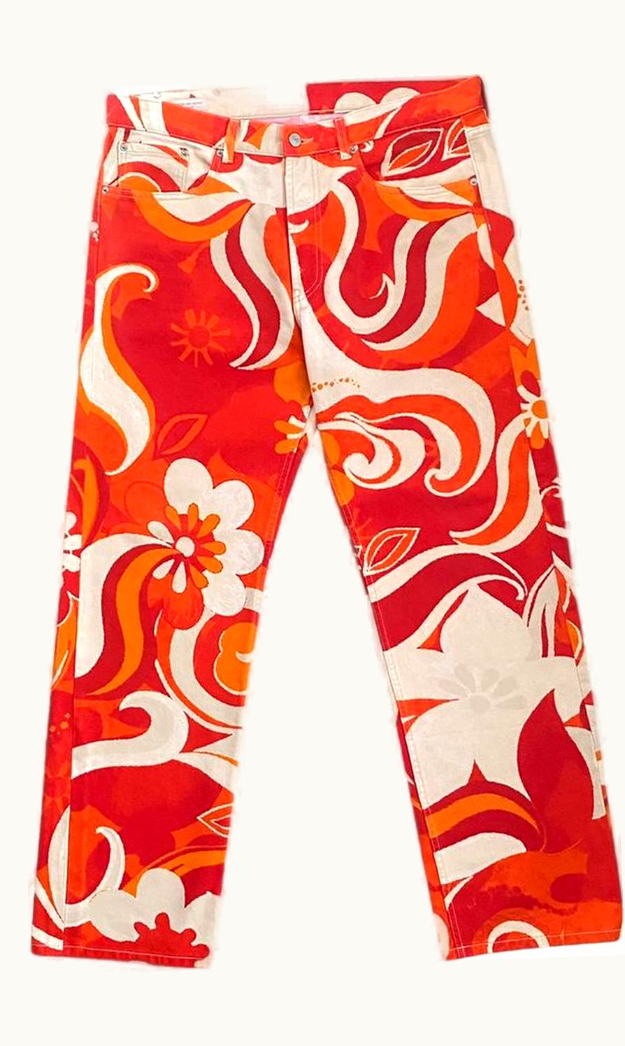 Dries Van Noten Dries Van Noten Orange Flora Print Trousers S/S 2014