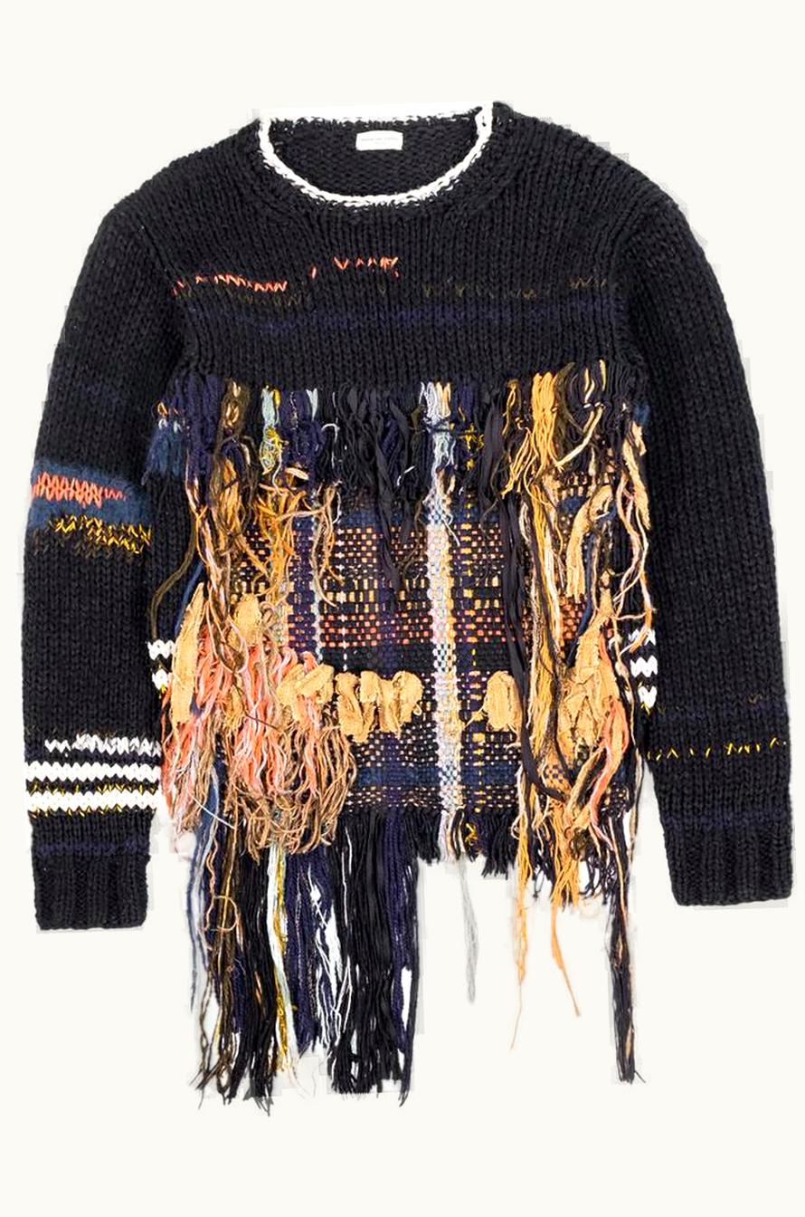 Dries Van Noten Dries Van Noten Shaggy Multi Fabric Sweater S/S 2017