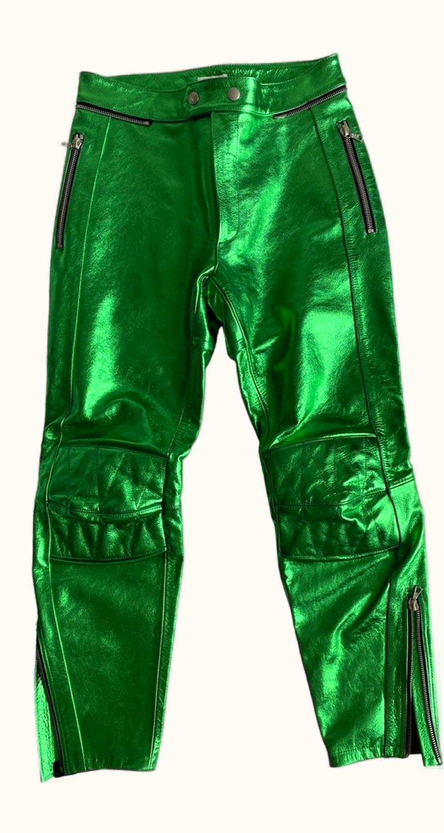 Dries Van Noten Dries Van Noten Metallic Leather Biker Pants A/W 2020