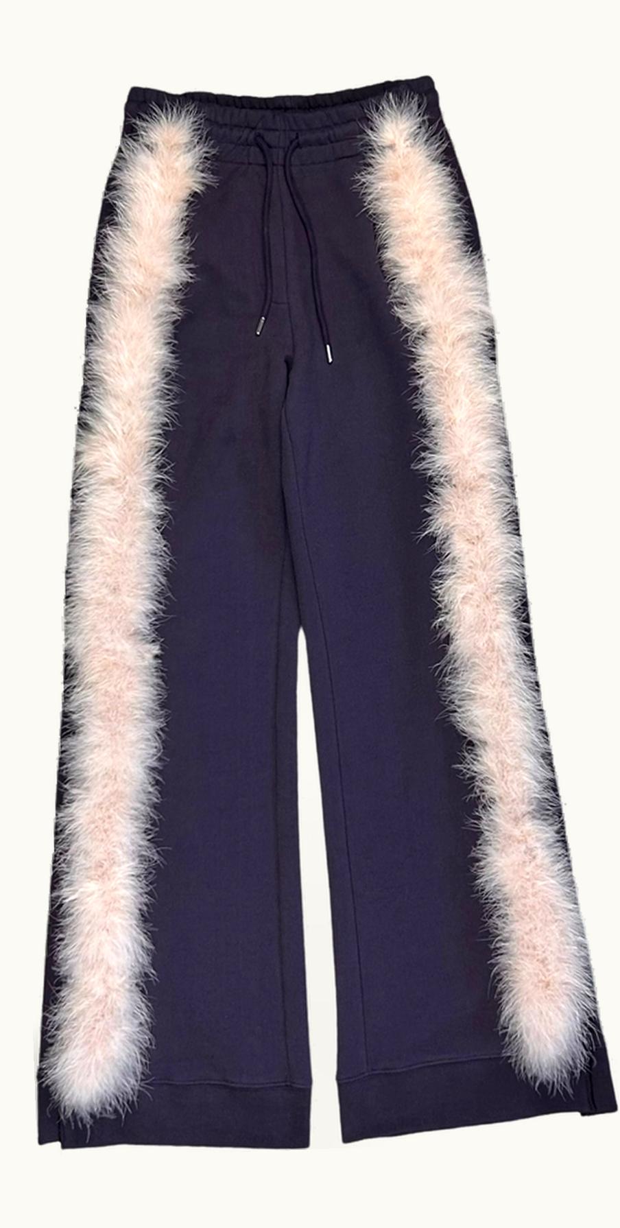 Dries Van Noten Feather Trimming Hawkins Sweatpants A/W 2021
