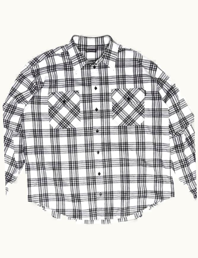 Balenciaga Balenciaga Oversized Slashed Sleeve Plaid Flannel Shirt A/W 2018