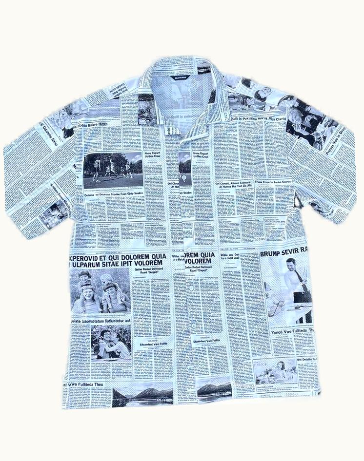 Balenciaga Balenciaga Newspaper Print Sport Button-Up Shirt S/S 2021