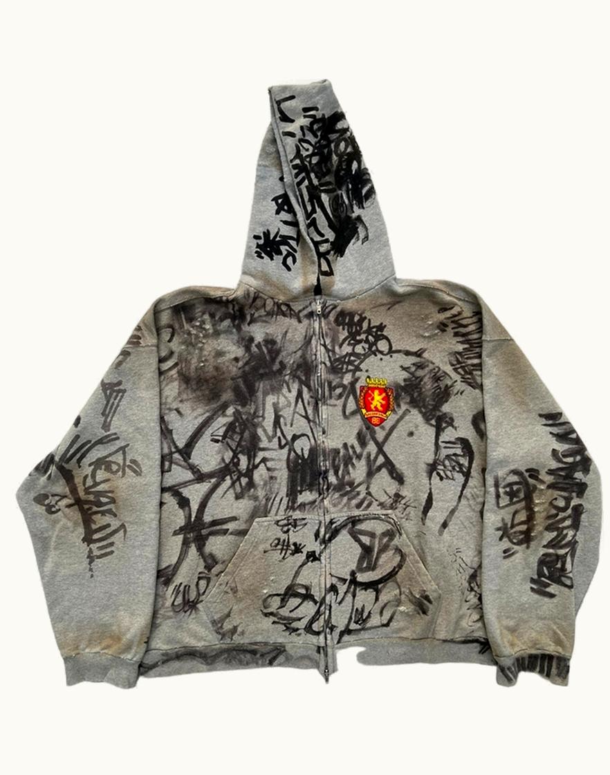 Balenciaga Skater Graffiti Mud Show Zip Hoodie S/S 2023