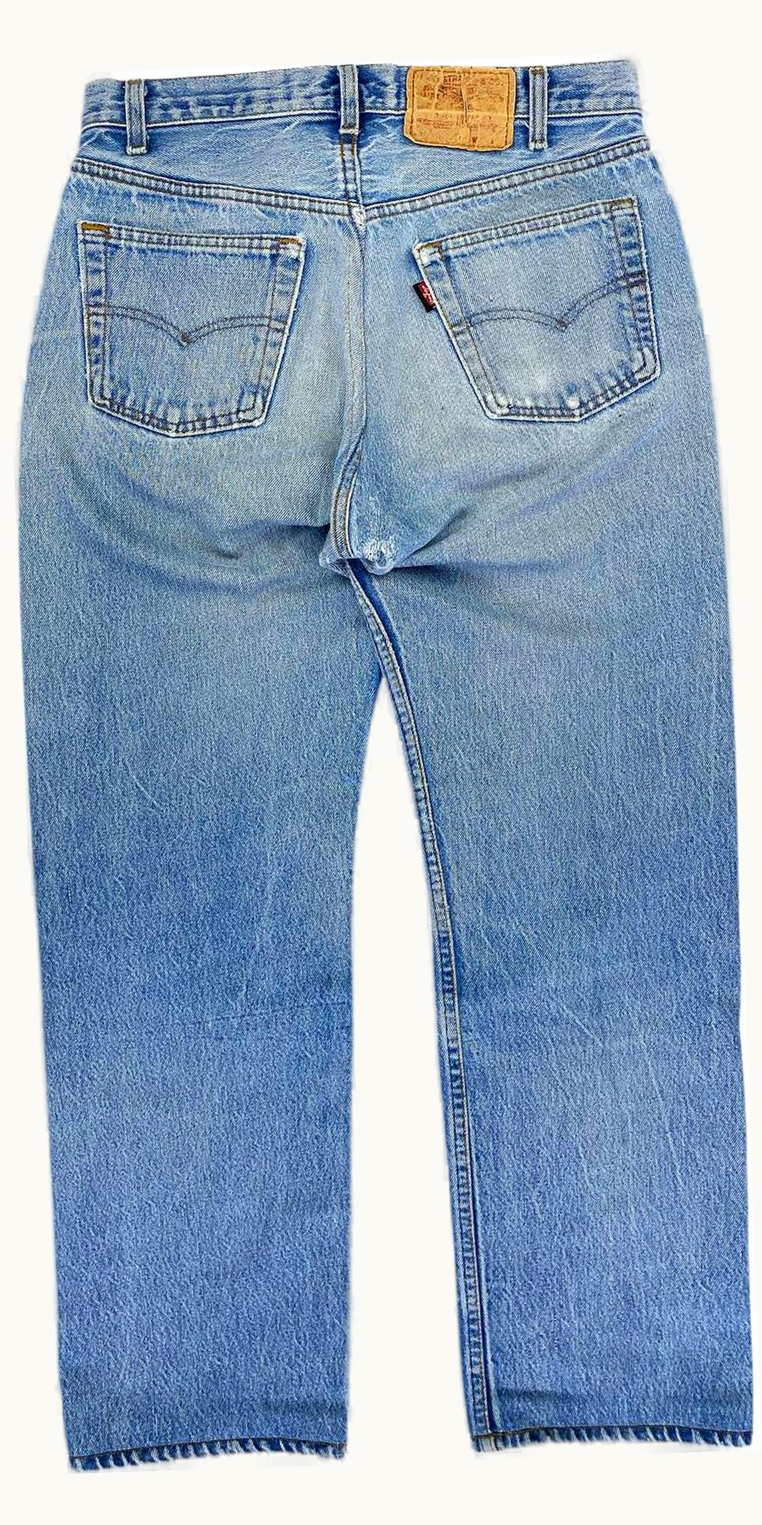 VETEMENTS Vetements Embroidered Crotch Logo Light Wash Denim A/W 2017