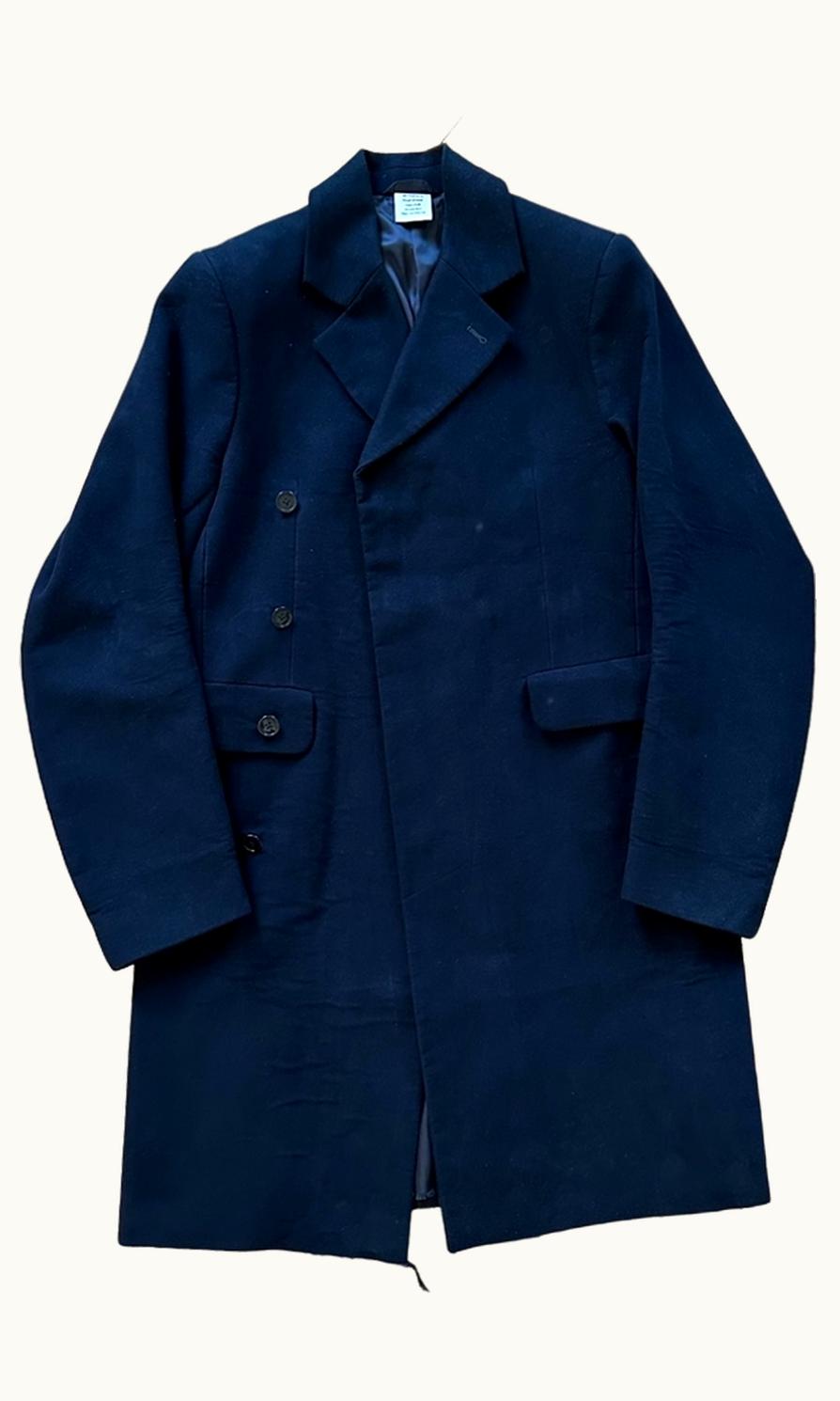 VETEMENTS Vetements Oversized Moleskin Raw Hem Lettering Overcoat A/W 2017