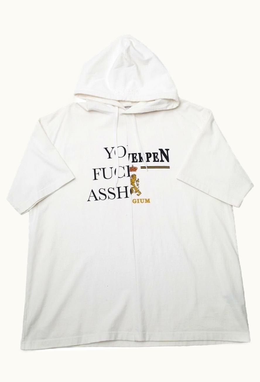 VETEMENTS Vetements Antwerpen Fuck’n Asshole Split Short Sleeve Hoodie A/W 2017