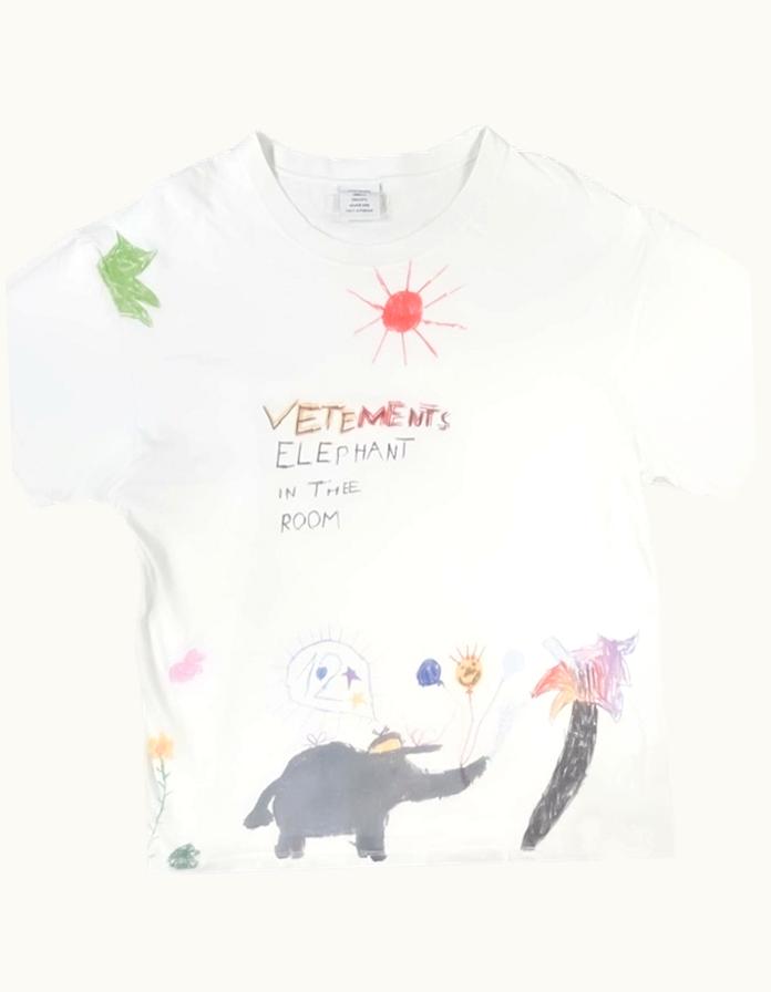 VETEMENTS Vetements Elephant In The Room Kids Drawing T-Shirt A/W 2018