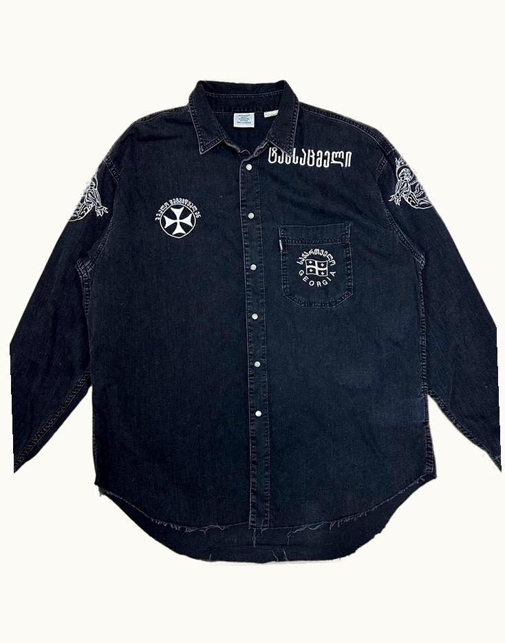 VETEMENTS Vetements Georgia Embroidered Denim Shirt S/S 2019