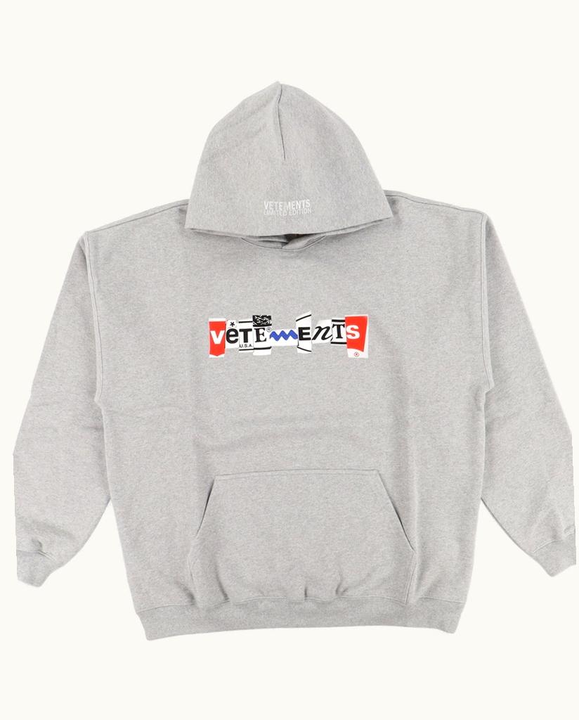 VETEMENTS Vetements Cut Out Collage Letters Spellout Hoodie S/S 2022