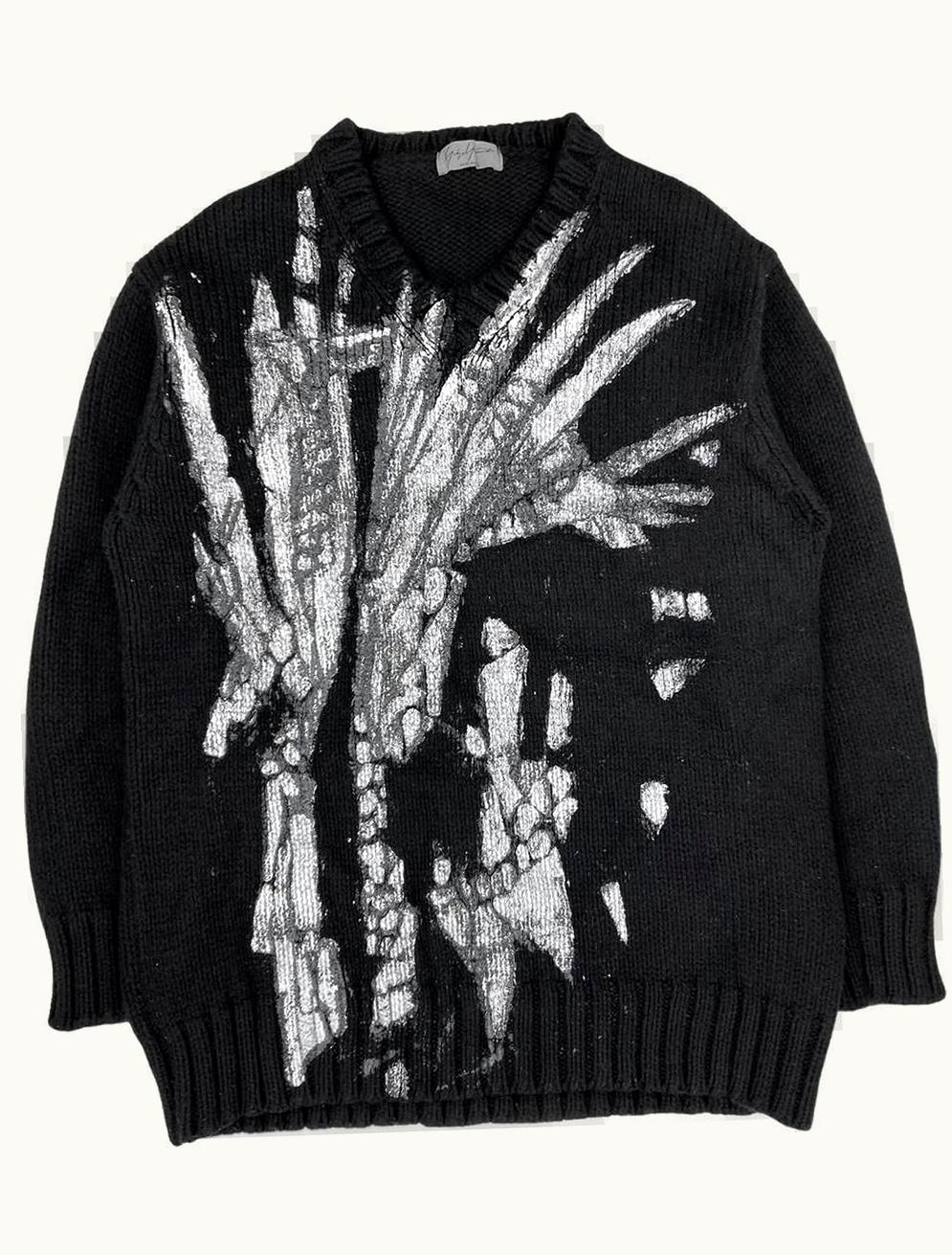 Yohji Yamamoto Yohji Yamamoto Hand Painted Heavy Weave Abstract Knitted Sweater A/W 2004
