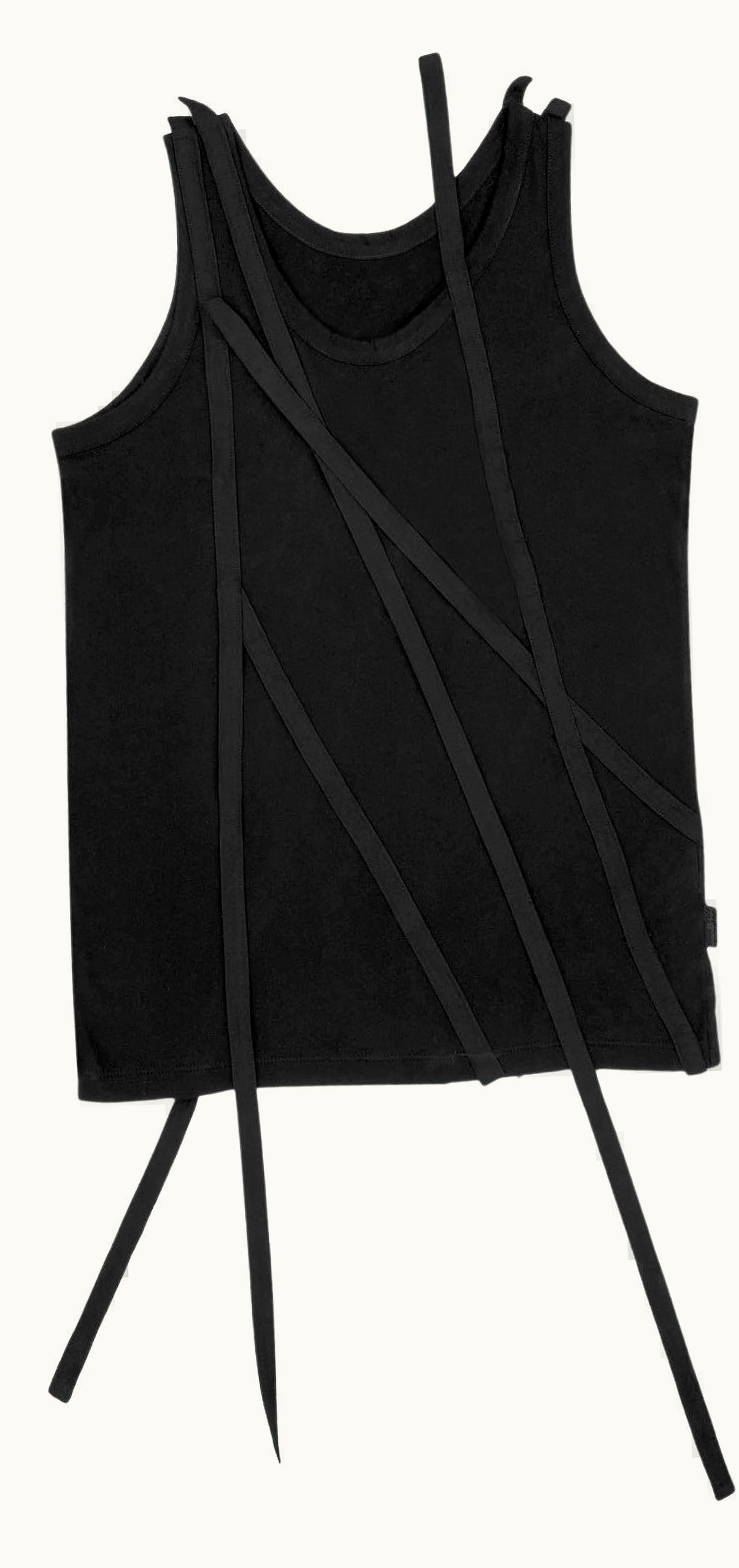 Yohji Yamamoto Yohji Yamamoto Draping Tassel Laced Black Tank Top S/S 2007