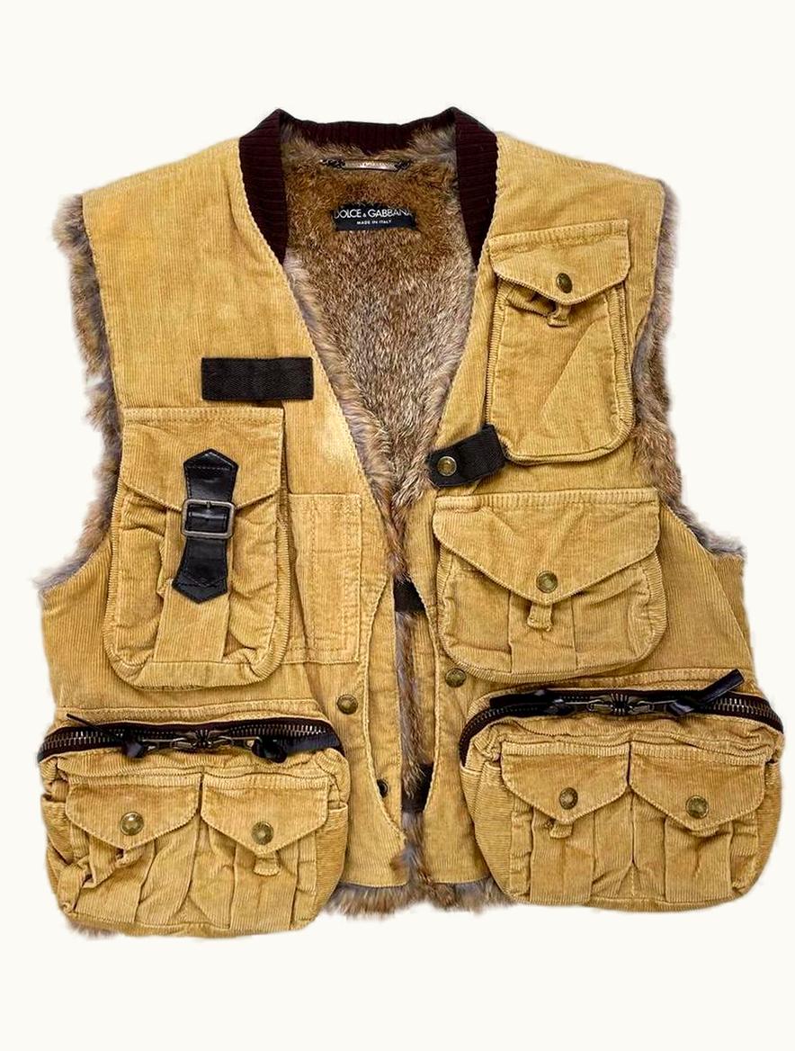 Dolce & Gabbana Dolce & Gabbana Fox Fur Tactical Cargo Vest A/W 2002