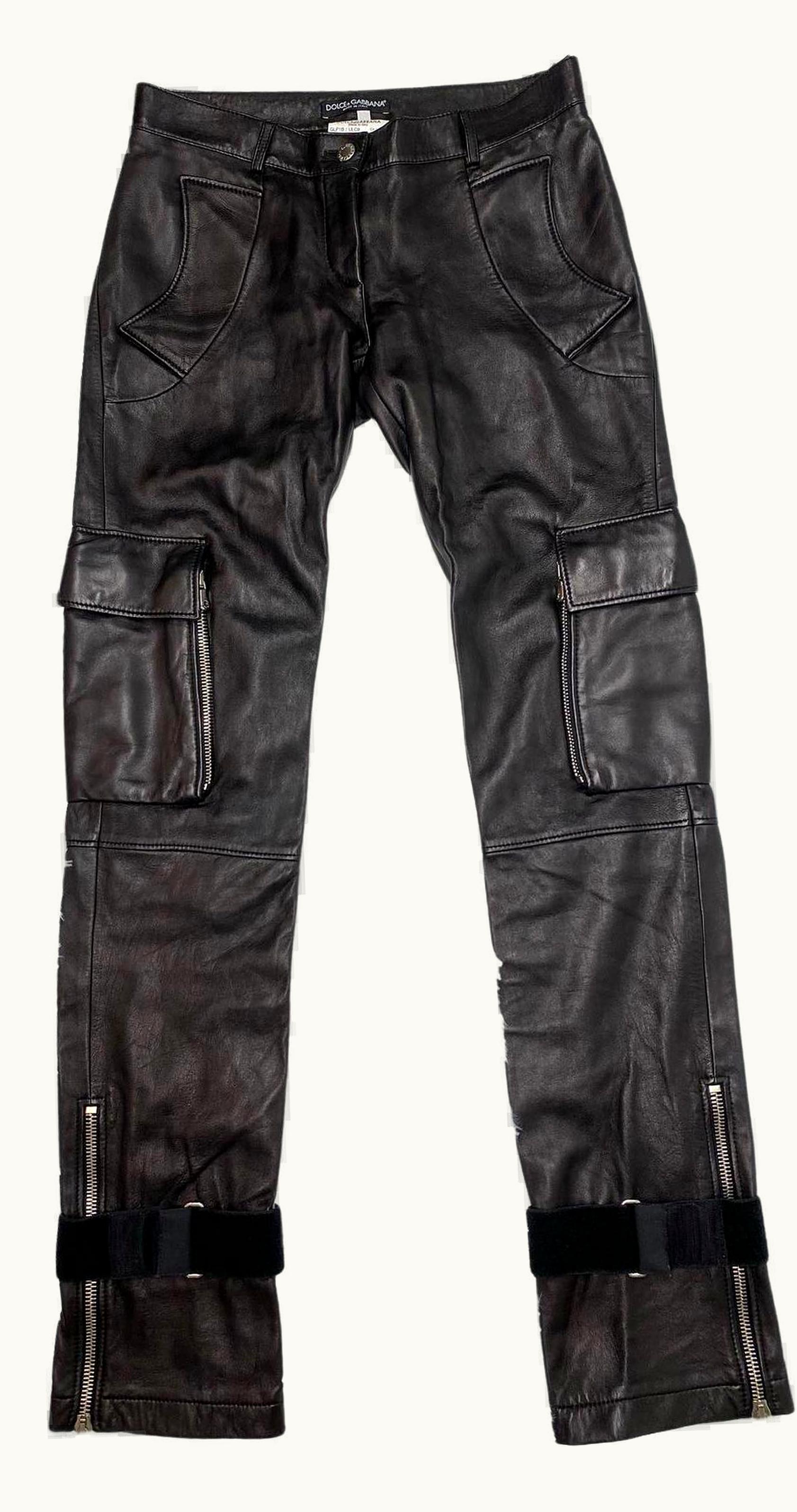 Dolce & Gabbana Dolce & Gabbana Lambskin Leather Cargo Bondage Pants S/S 2002