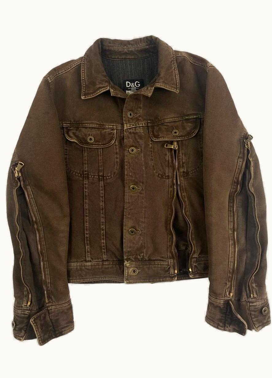 Dolce & Gabbana Dolce & Gabbana Brown Zip Work Jacket A/W 2003