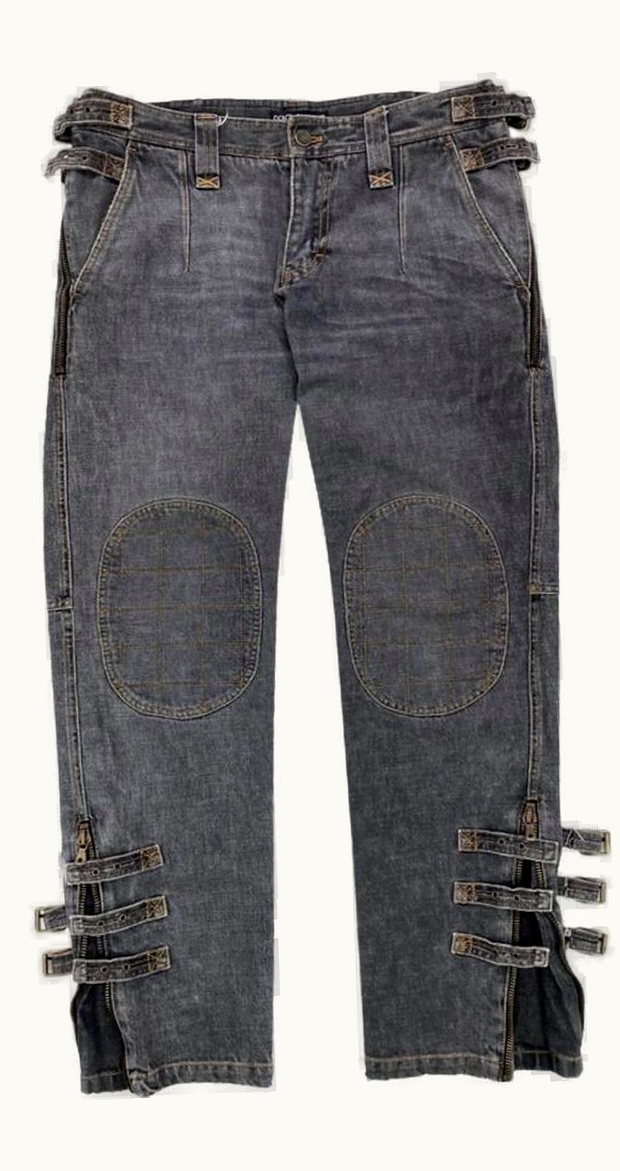 Dolce & Gabbana Dolce & Gabbana Bondage Strap Reinforced Flared Denim A/W 2003