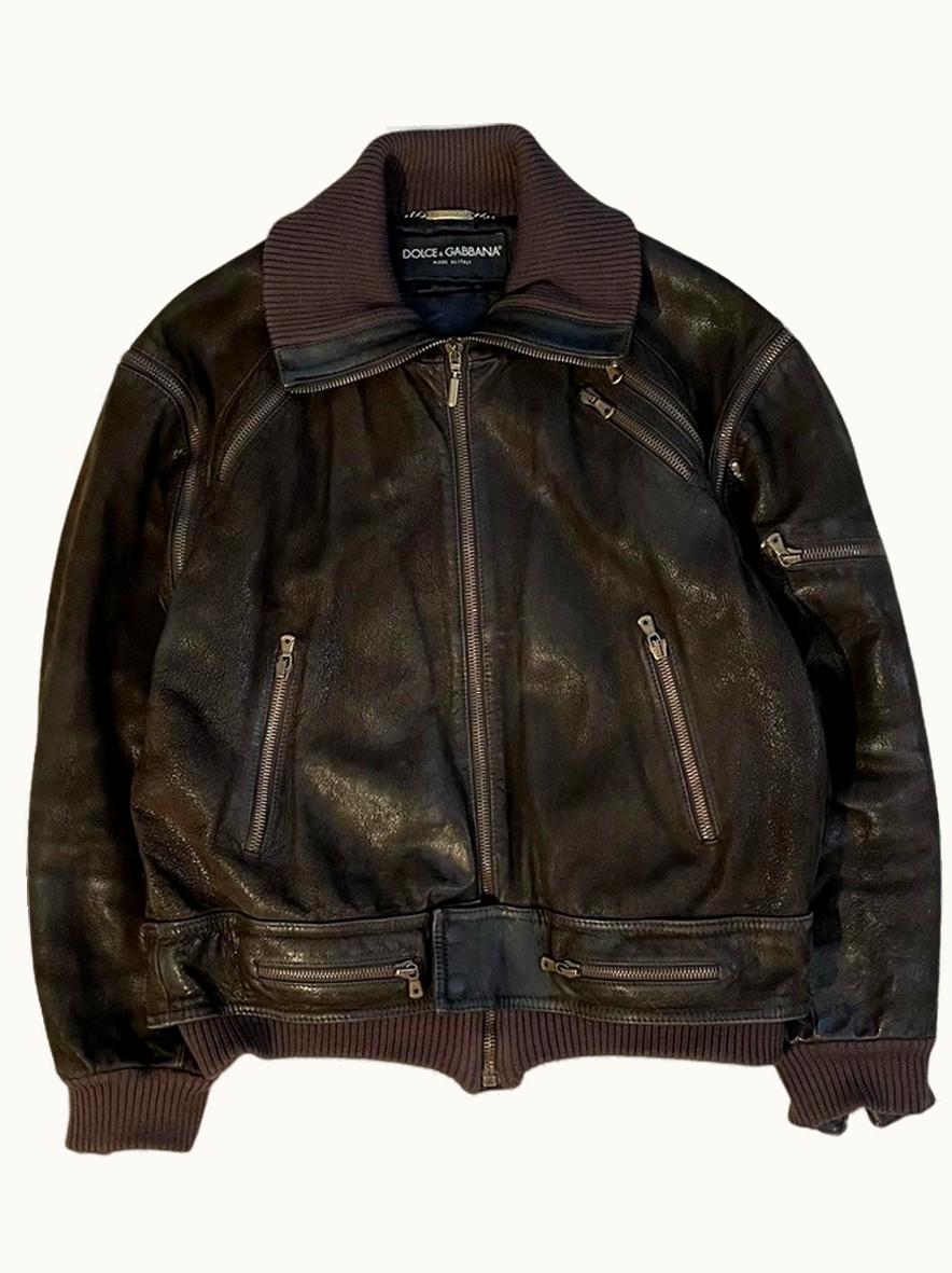 Dolce & Gabbana Dolce & Gabbana Leather Aviator Bomber Jacket A/W 2003