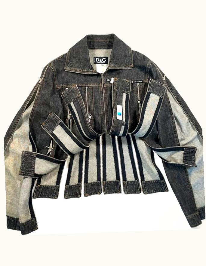 Dolce & Gabbana Dolce & Gabbana Multi Zip Shred Denim Jacket S/S 2003