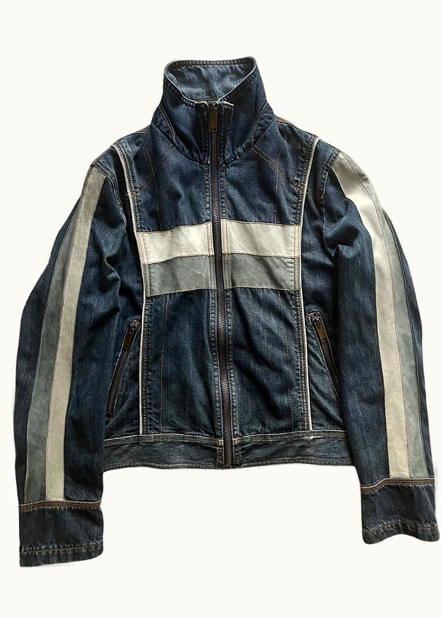 Dolce & Gabbana Dolce & Gabbana Racing Leather Denim Jacket A/W 2004