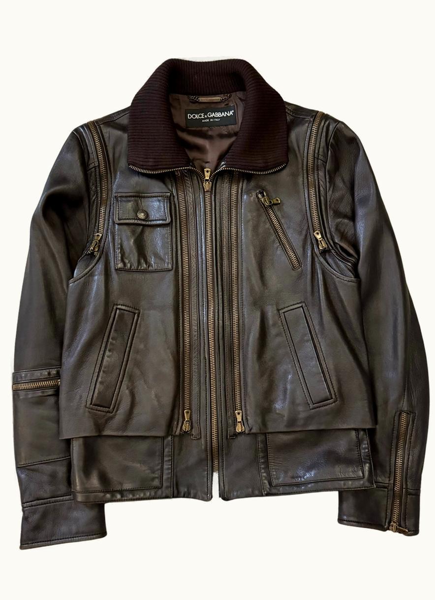 Dolce & Gabbana Dolce & Gabbana Detachable Utility Leather Bomber Jacket A/W 2004