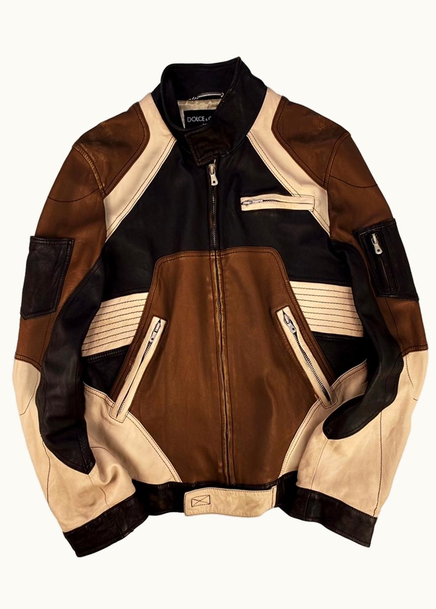 Dolce & Gabbana Dolce & Gabbana Tonal Leather Racing Jacket S/S 2004