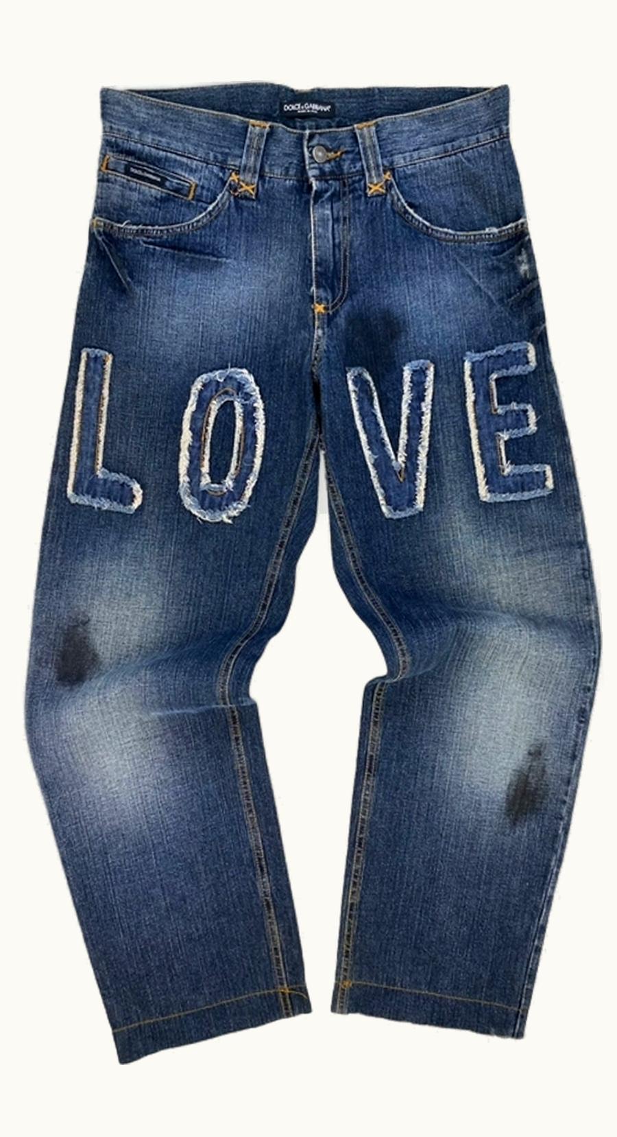 Dolce & Gabbana Dolce & Gabbana Love Patched Oil Jeans A/W 2005
